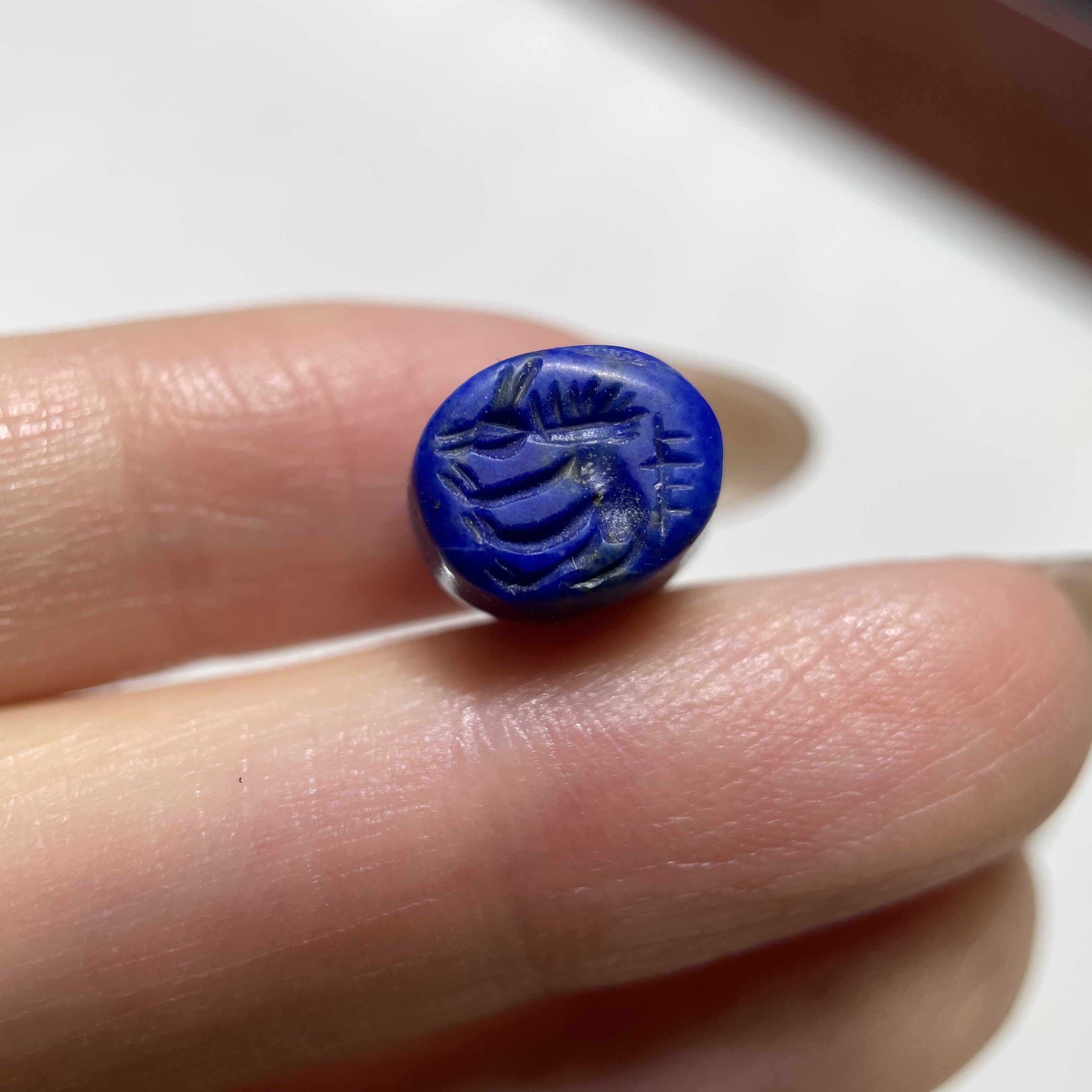 萨珊王朝青金石精美小印章10.8mm 手工錾刻念珠手串卡子老珠 576