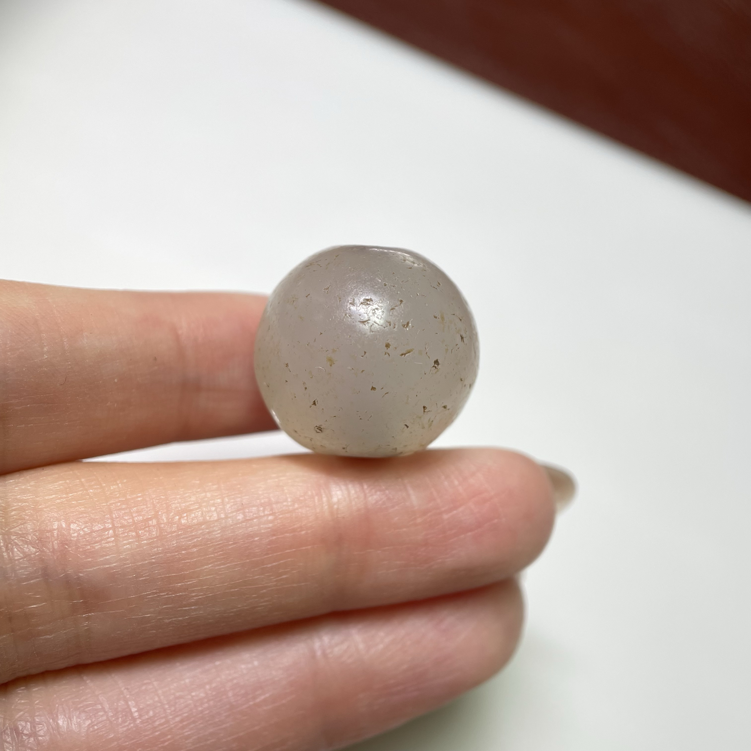 百年清代荔枝冻老玛瑙大尺寸圆珠19.2mm 多宝配珠顶珠散珠老珠491