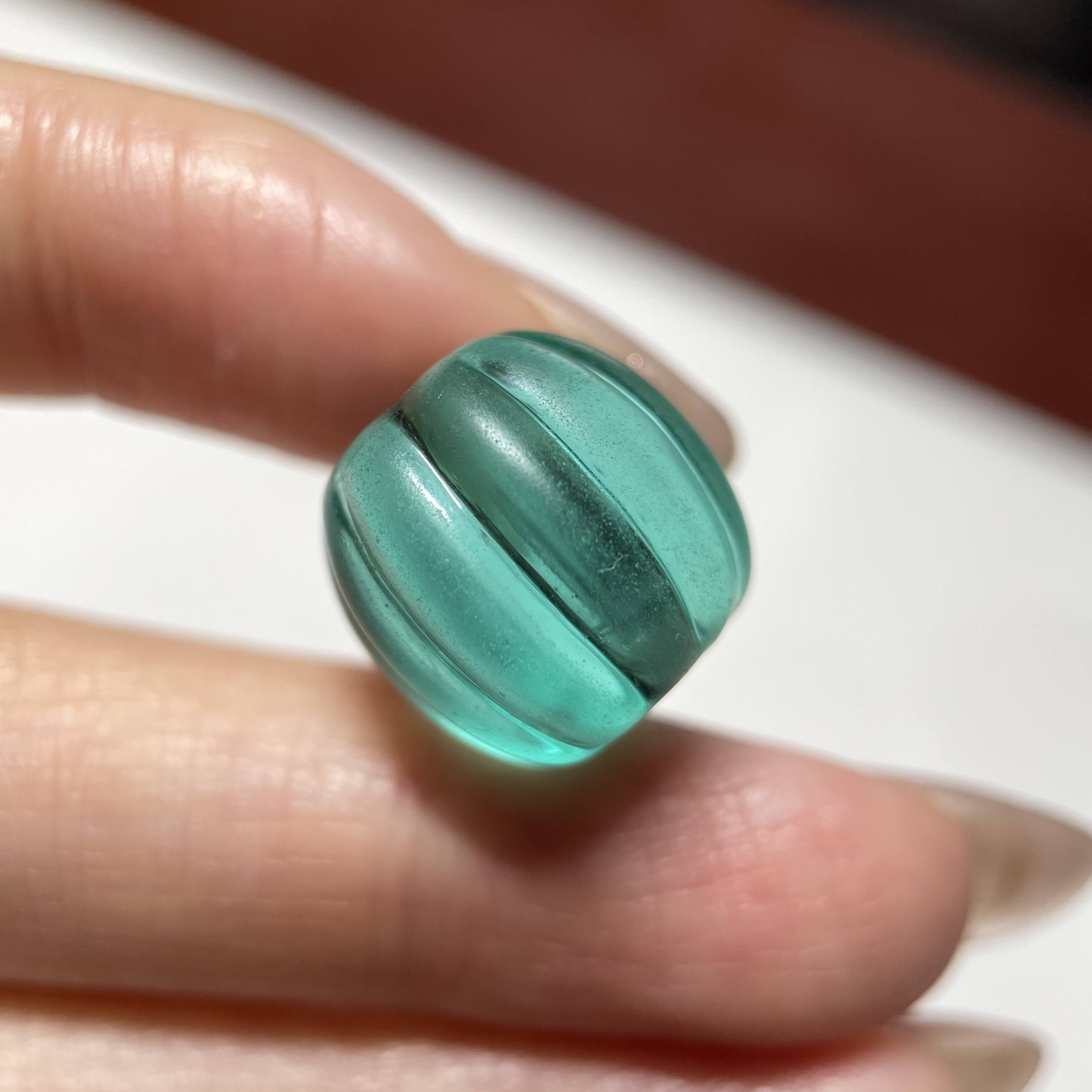 湖蓝糖果色老琉璃瓜珠14mm 念珠手串串珠配珠配饰老珠单珠 1747
