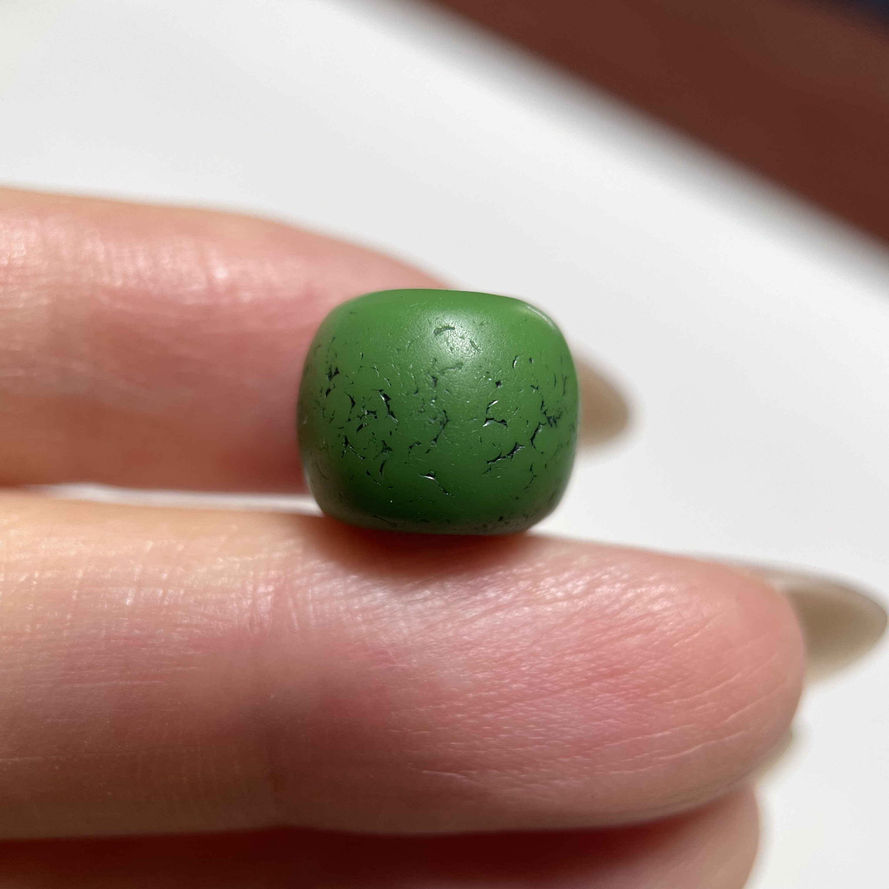 百年苹果绿老琉璃桶珠11.6mm高油高润念珠手串配珠配饰老珠子1411