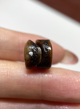 藏传百年牦牛骨灵骨珠一对11.5mm 看细节材质自观配珠老珠子 1128