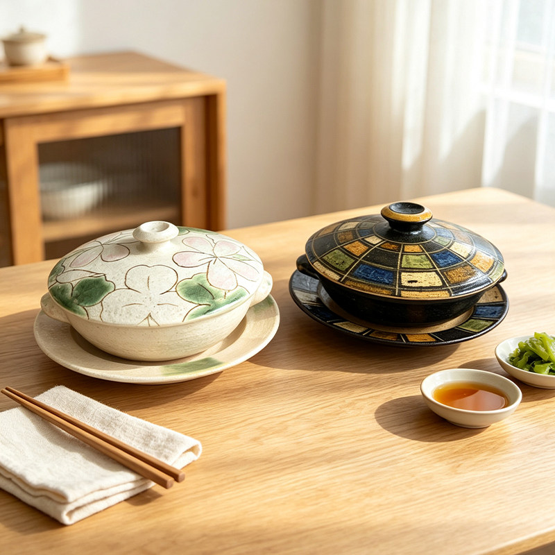 日本原装进口匠人土生恭子手作粉色山茶花土锅焗饭锅炖煮陶锅