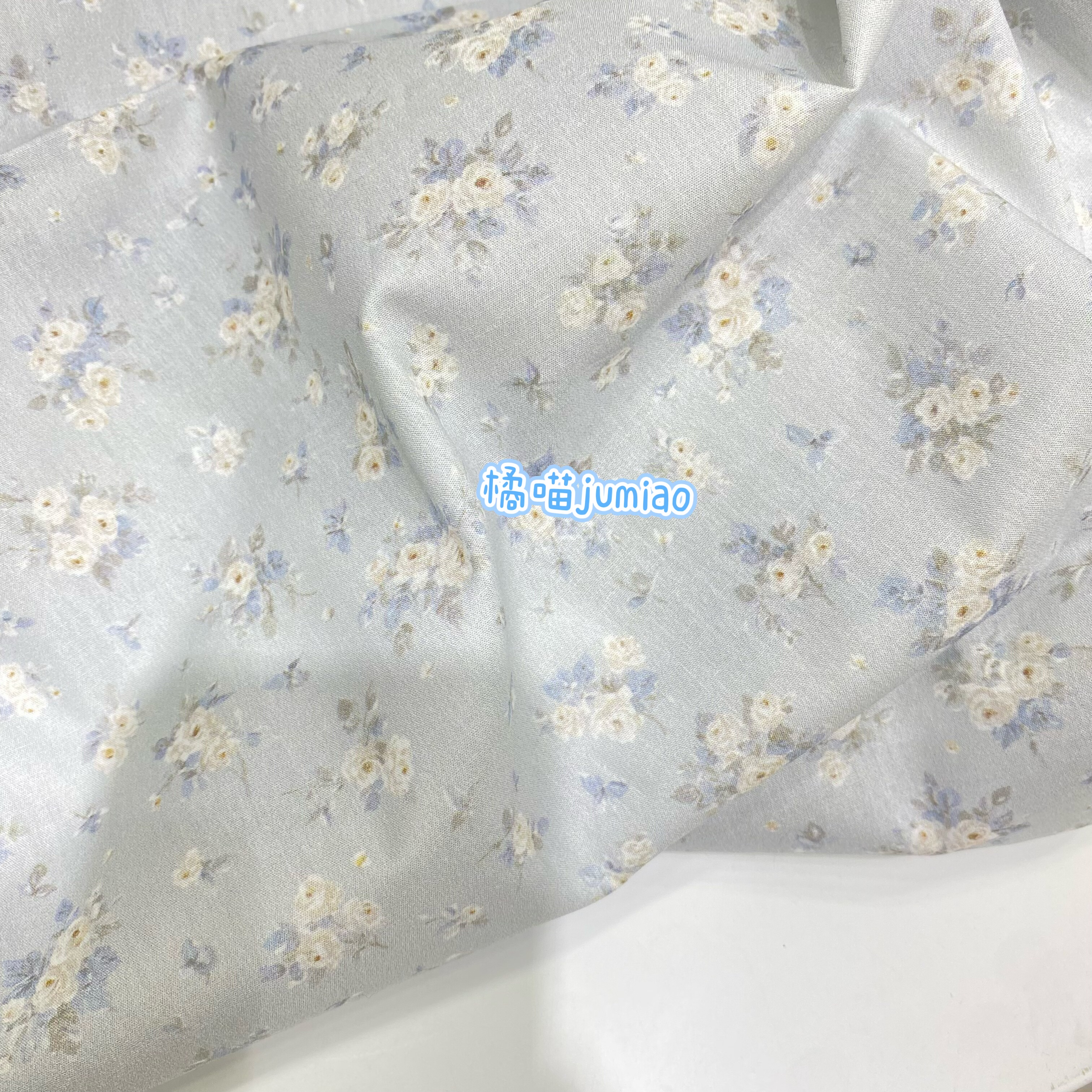 橘喵jumiao法式田园蓝雾感碎花全棉40支春夏服装发圈面料手工diy,居家布艺,海绵垫/布料/面料/手工diy,淘宝优惠券,粉丝福利购,淘宝优惠卷