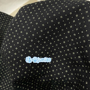 橘喵jumiao复古波点藏青全棉菱形格肌理感碎花连衣裙手工发圈布料