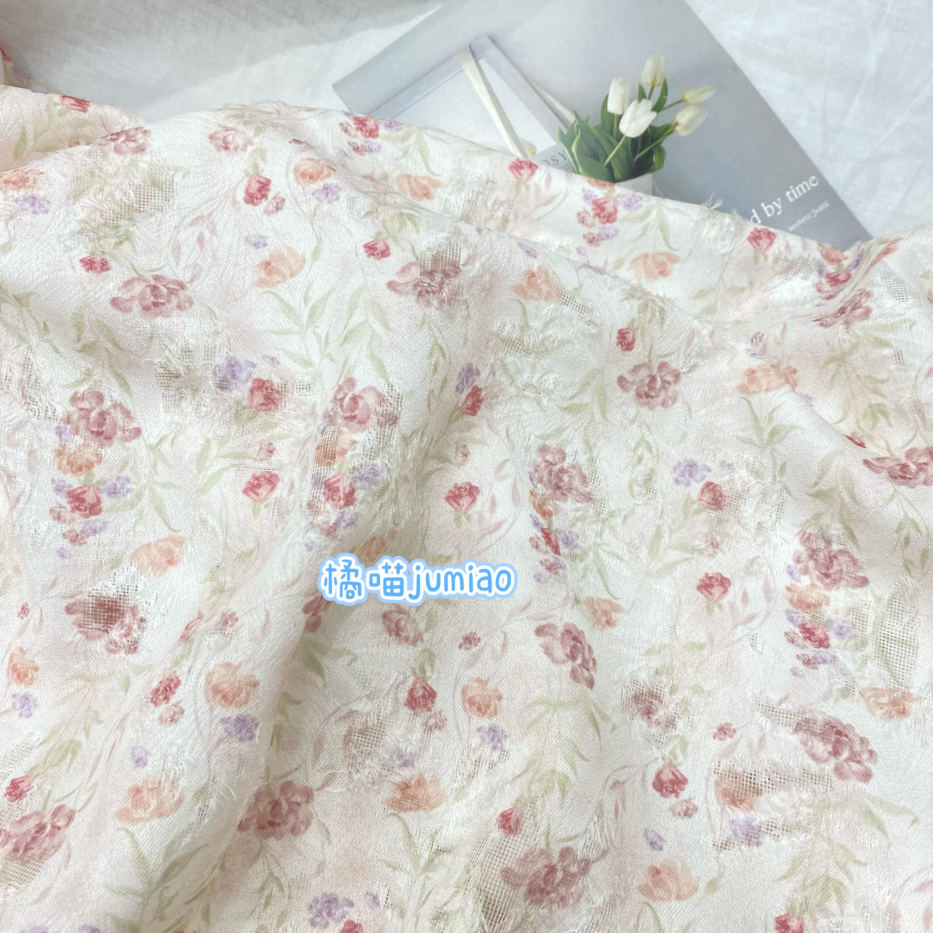 橘喵jumiao春日粉樱肌理感立体剪花全涤碎花布连衣裙汉服发圈面料,居家布艺,海绵垫/布料/面料/手工diy,淘宝优惠券,粉丝福利购,淘宝优惠卷