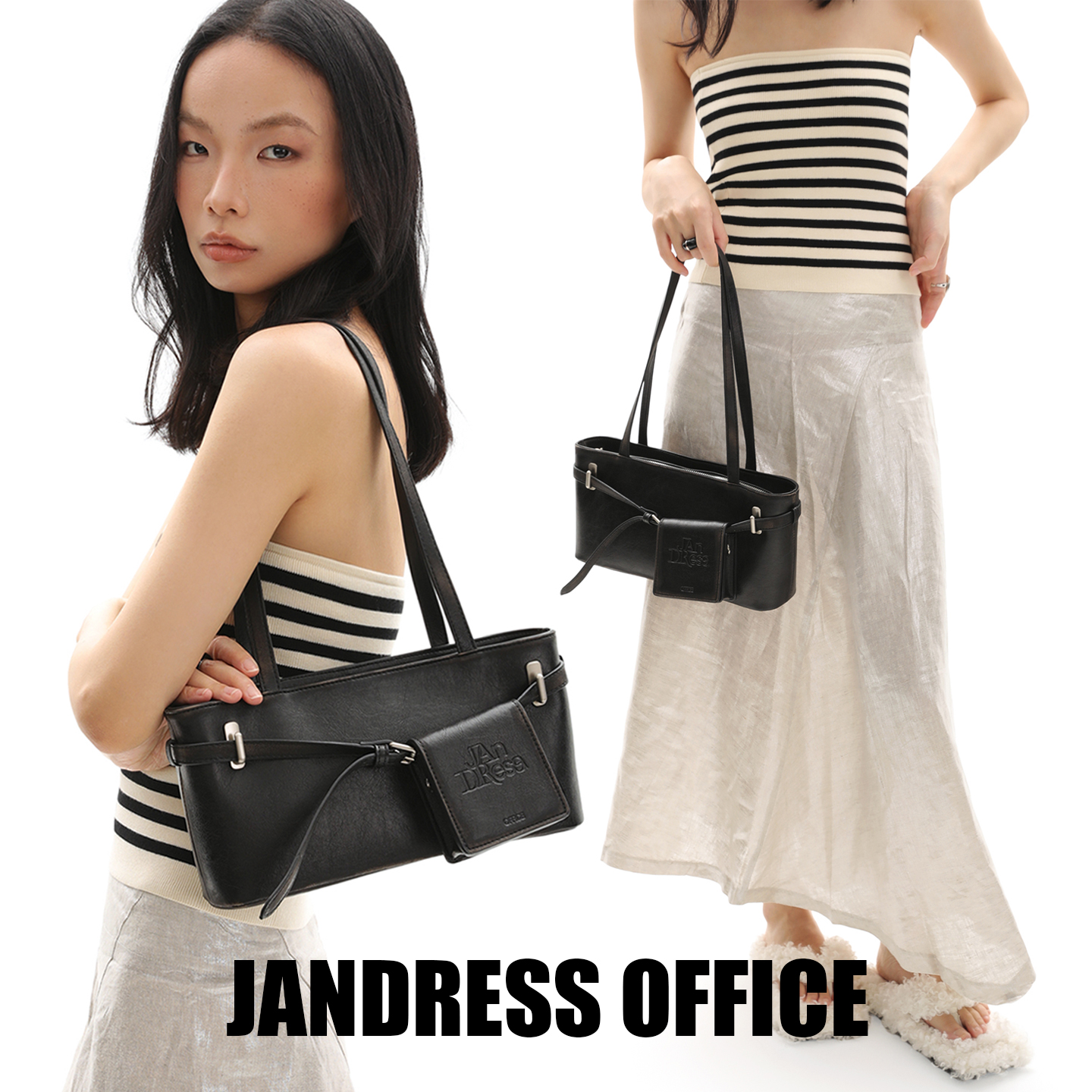 简着®原创擦色黑贝里尼尼腋下包