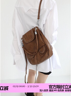 简着 /原创 巴斯克马鞍包 复古vintage通勤单肩双肩包斜挎包两用