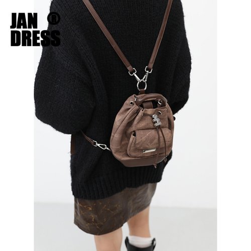 简着®原创沙丘棕水桶小背包