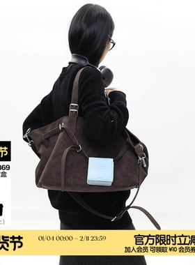 简着 /原创 麂皮棕·加利尼尼多形态通勤托特包 大容量单肩斜挎包