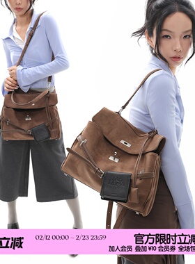 简着25AW 原创 小野棕 凯里尼尼双肩包腋下斜挎3用 麂皮绒公文包
