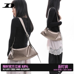 古铜色软皮hobo包 伯里 不对称打洞包斜挎腋下2背 原创 简着26SS