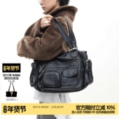 简着 原创 里斯林肯多口袋拉链辣妹机车包黑色y2k潮酷单肩斜挎包
