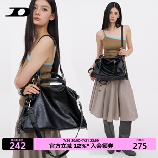 简着26AW原创黑色阿斯加莱 抓皱感hobo机车包斜挎托特包女通勤包