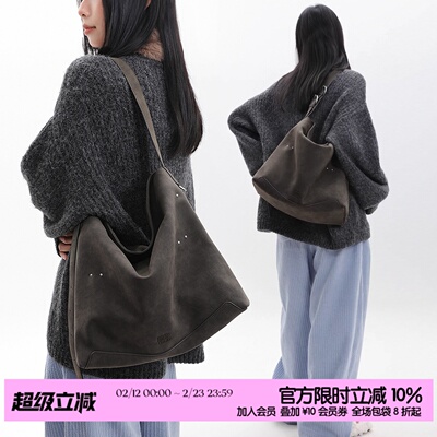 简着原创佐尔马灰褐通勤hobo包