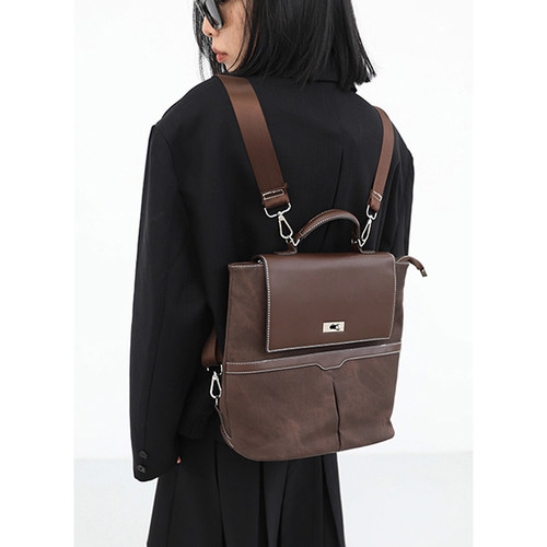 简着®鲁比扎染咖棕双肩包斜挎包