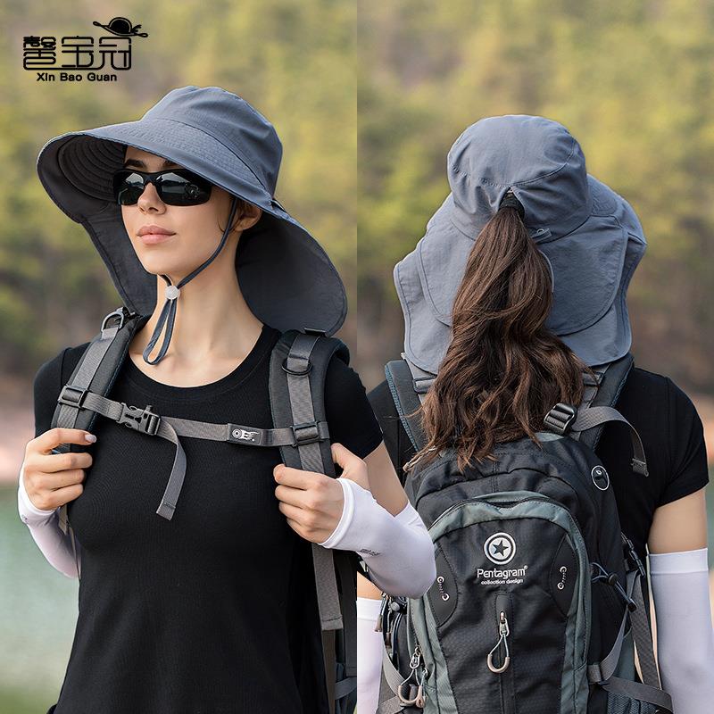 户外防晒大檐女欧美帽子夏季渔夫帽登山太阳帽遮阳帽夏天8062出游