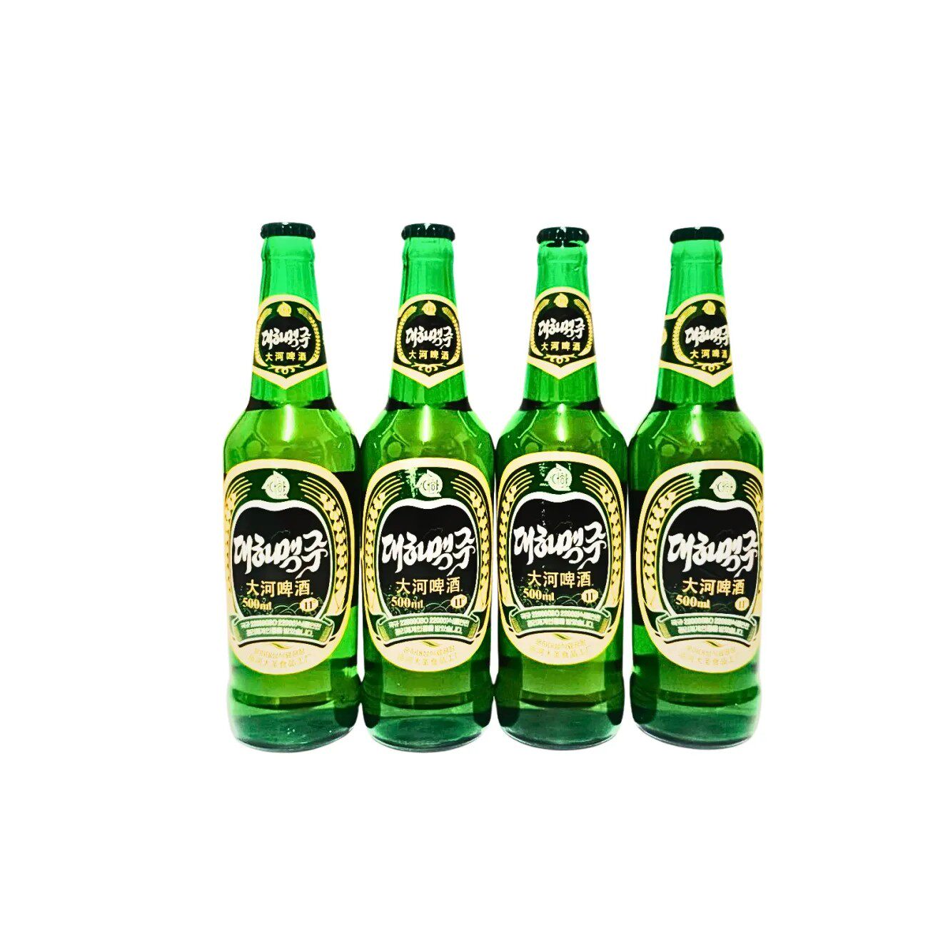 朝鲜大河啤酒玻璃瓶子500ml*4包邮