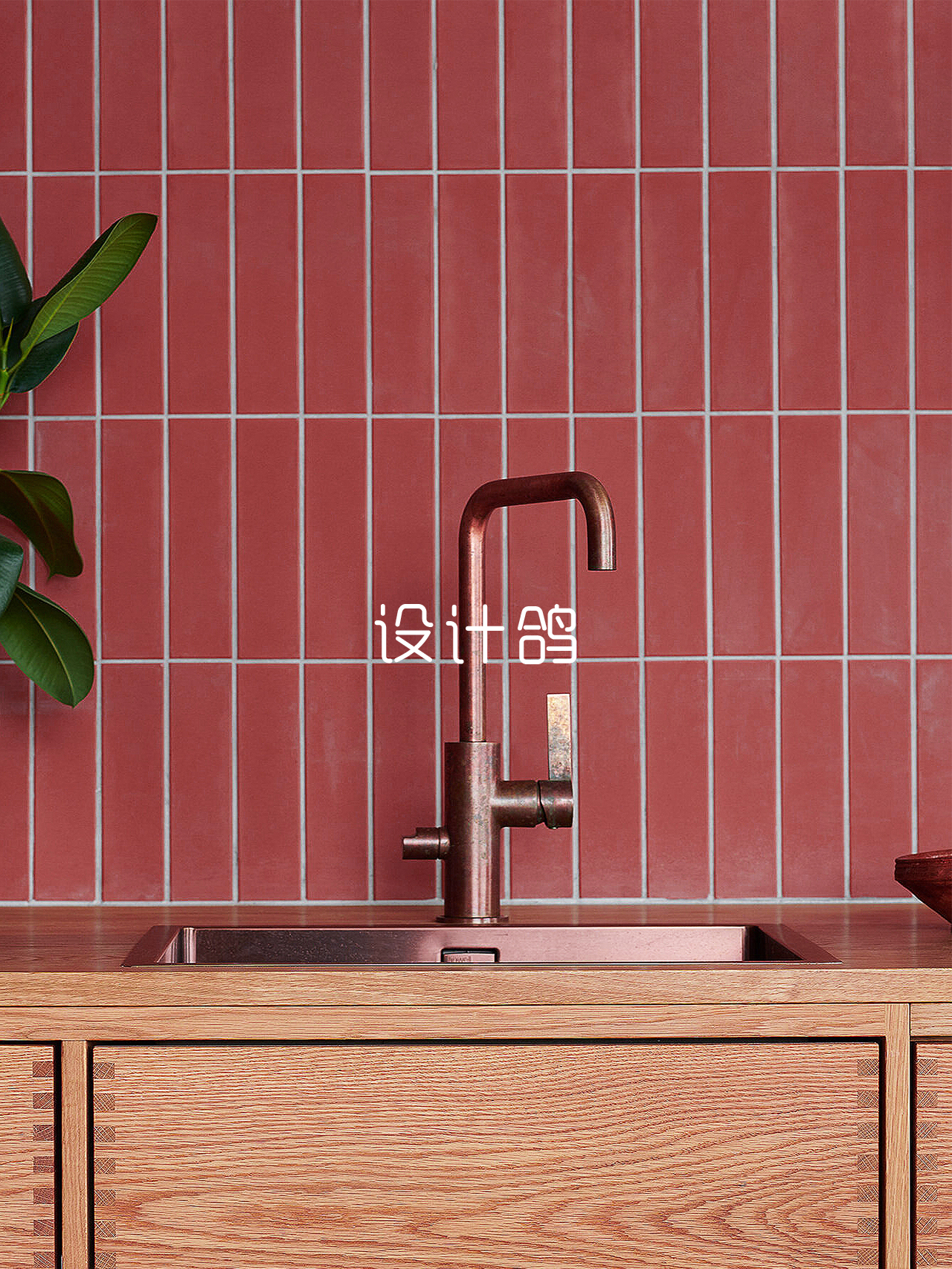 设计鸽 复古酒红色长条手工砖 全瓷哑光卫生间厨房浴室背景墙瓷砖