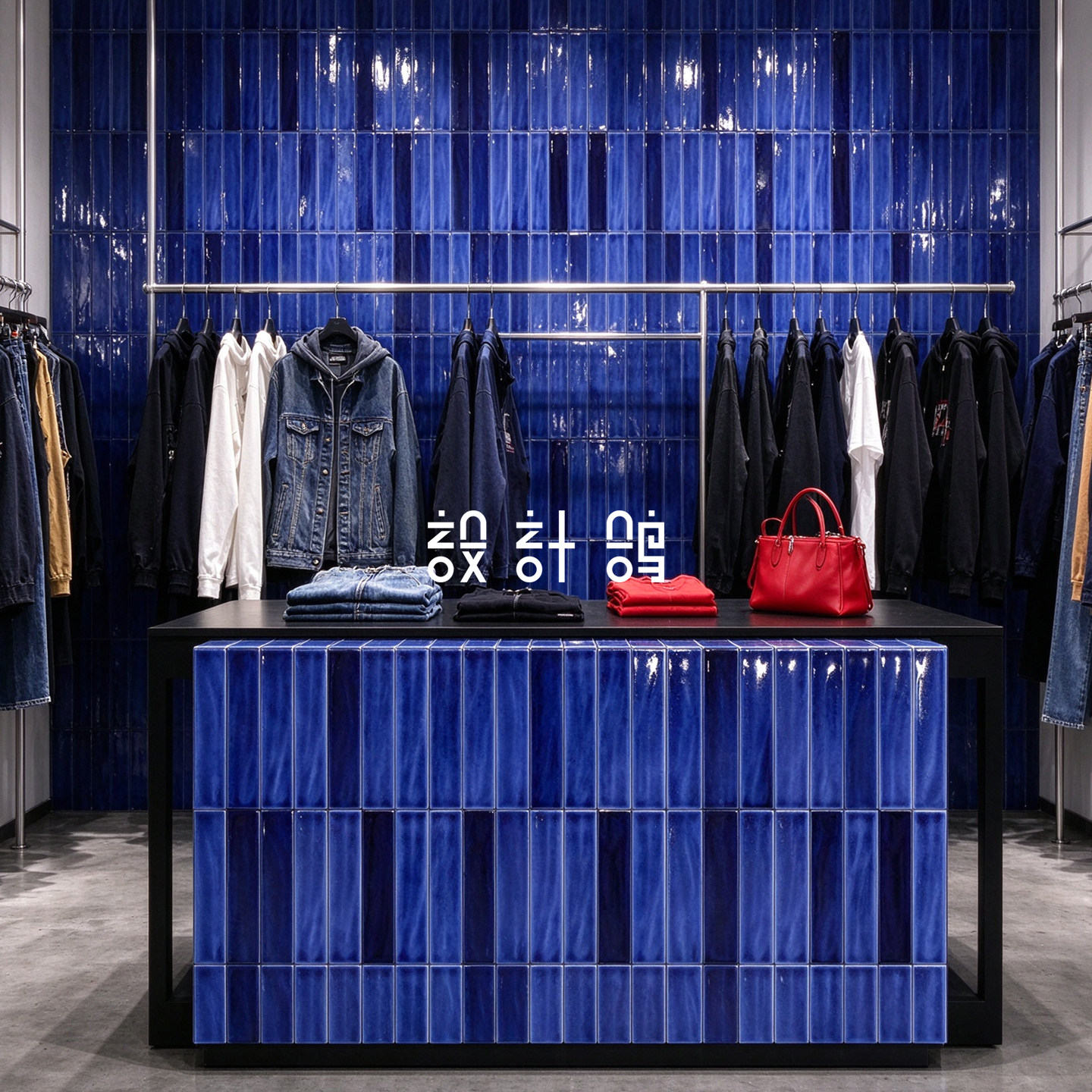 设计鸽 中古风窑变孔雀蓝手工砖 酒店咖啡厅服装店吧台长条艺术砖