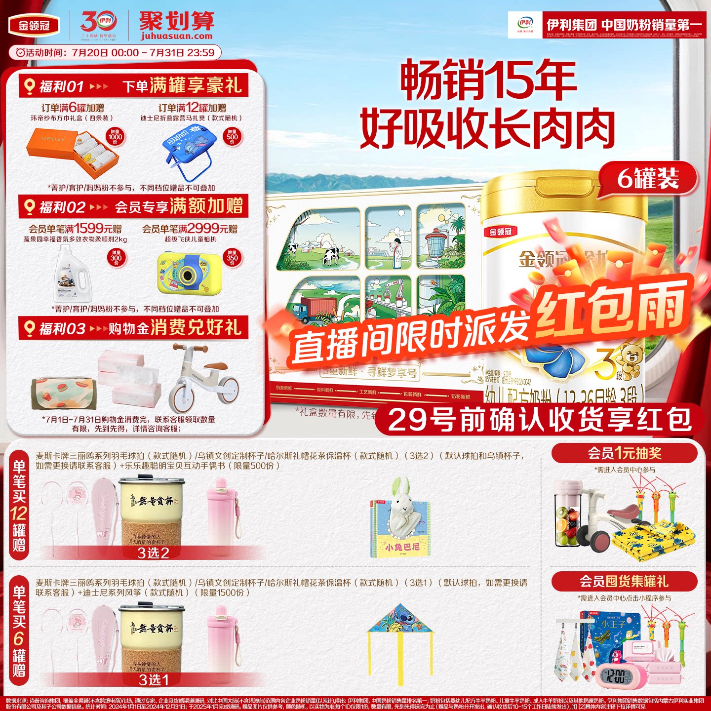【官方正品】伊利金领冠珍护3段900g整箱1-3岁配方营养婴幼儿奶粉