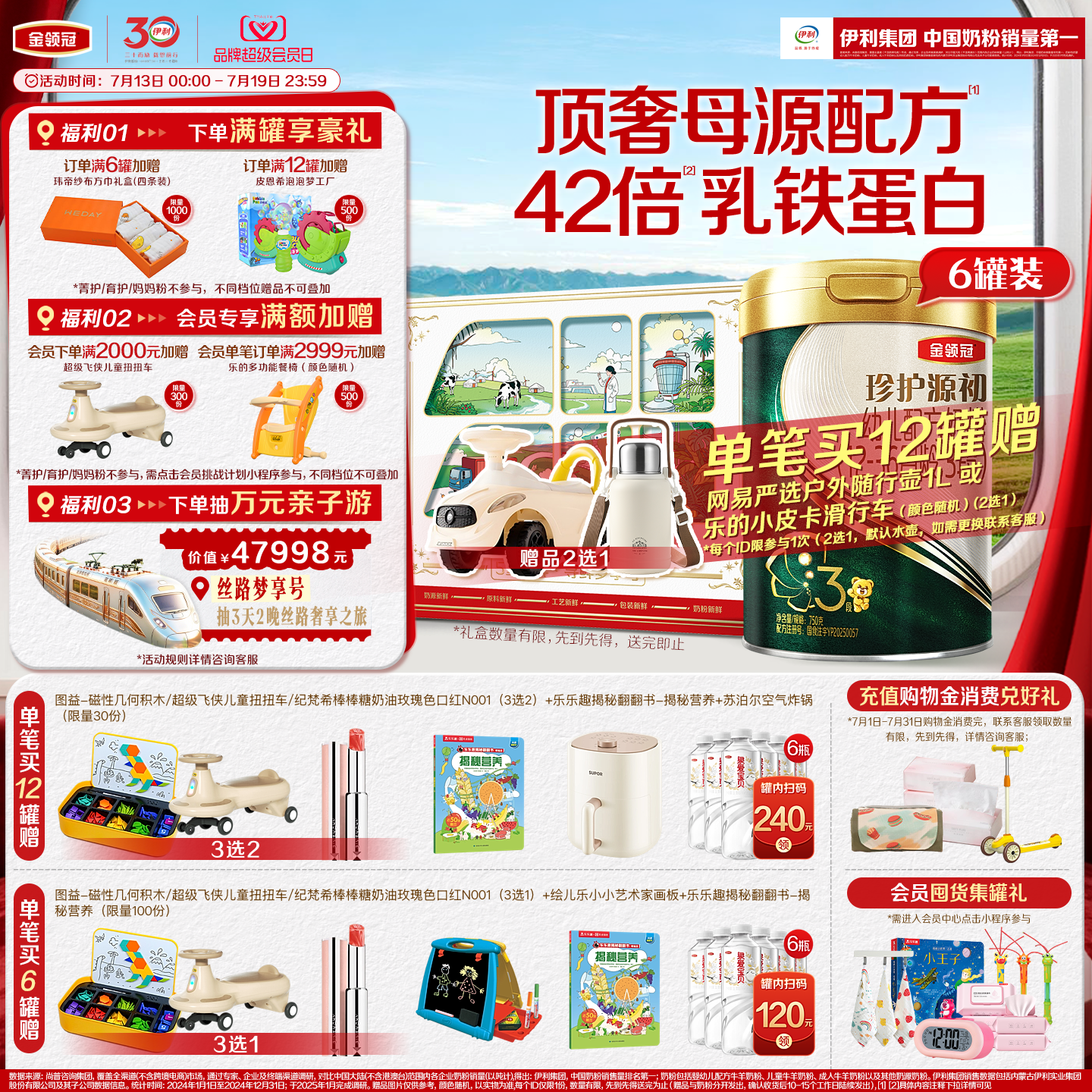 预售-【陈伟霆推荐】官方正品金领冠珍护源初3段750g*6婴幼儿奶粉