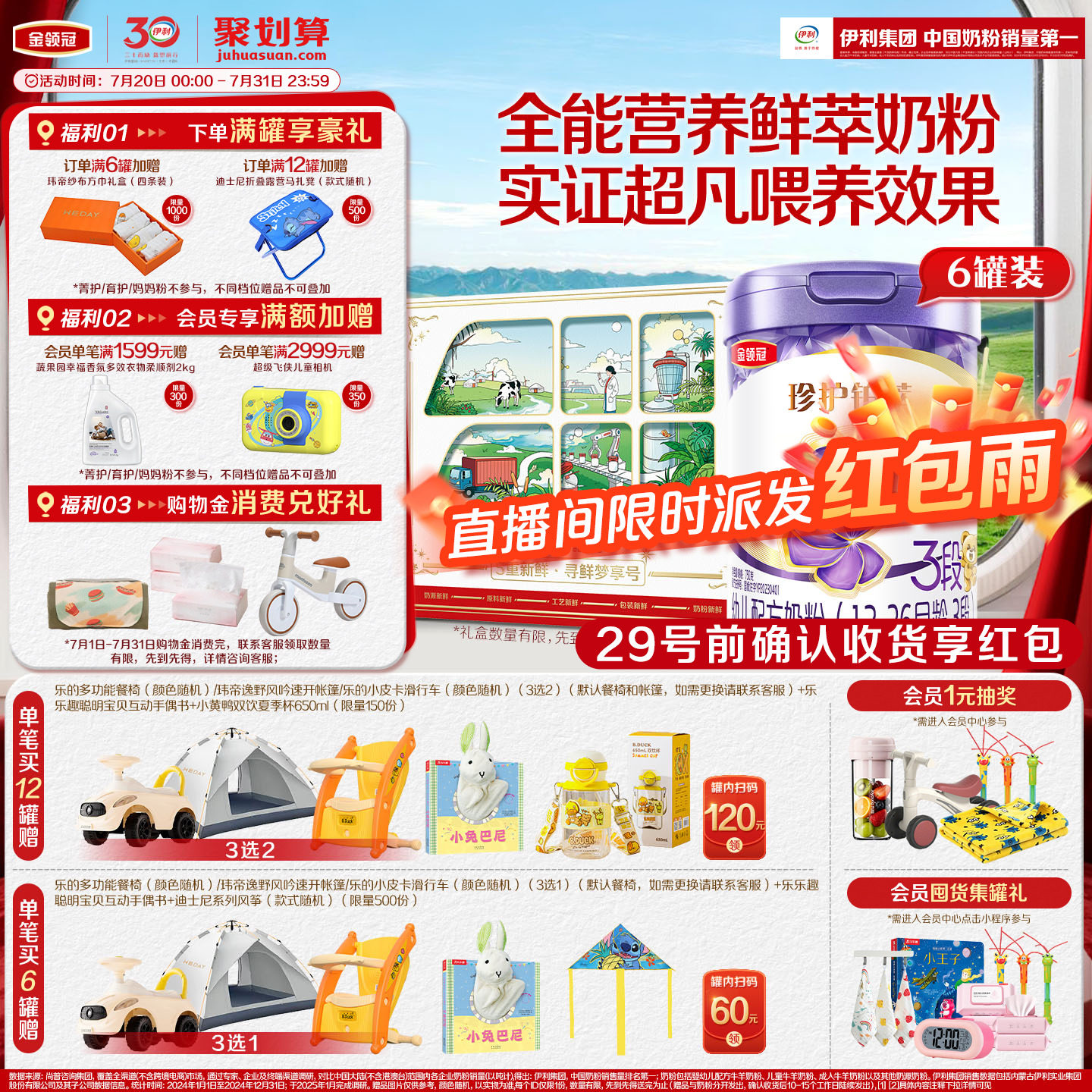 【官方正品】伊利金领冠珍护铂萃3段1-3岁750g箱婴幼儿牛奶粉新鲜