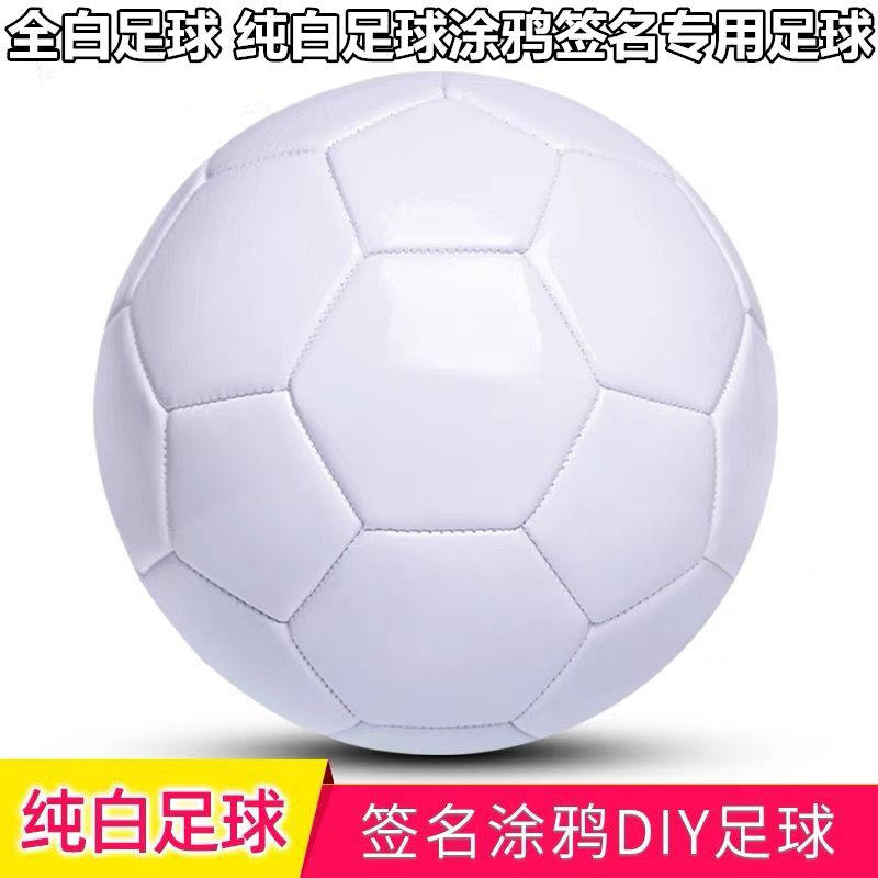 纯白色涂鸦足球2号3号4号5号足球DIY彩绘签名绘图足球可印LOGO