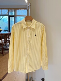 叠穿搭配 春秋polo领衬衫 2026小马刺绣纯棉条纹衬衫 女打底衬衫