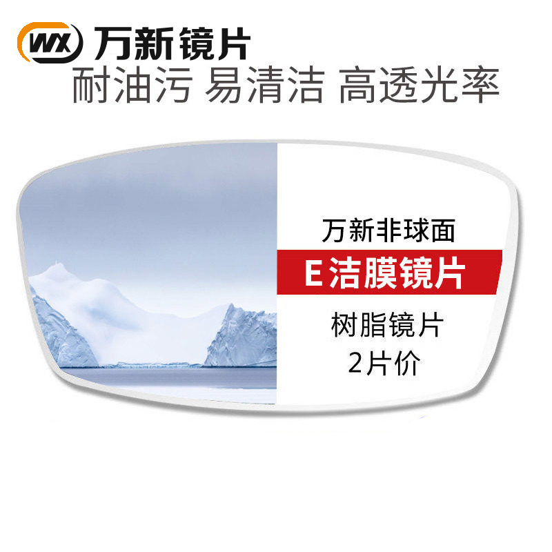 万新镜片1.56/1.60E洁膜超薄耐磨1.67易清洁1.71非球面近视眼镜片