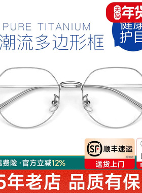 复古钛架大框近视眼镜架女 配防蓝光眼镜 韩版潮圆多边形眼镜8003