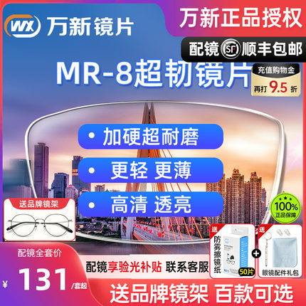 万新光学超韧1.60MR-8树脂非球面防蓝光镜片网上实体店近视眼镜片