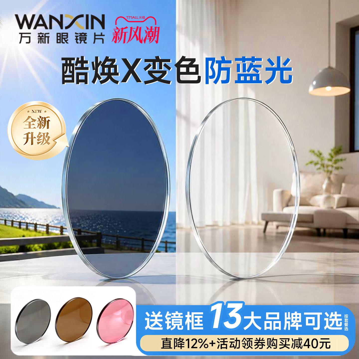 万新酷焕X臻耐膜变灰/茶/粉镜片