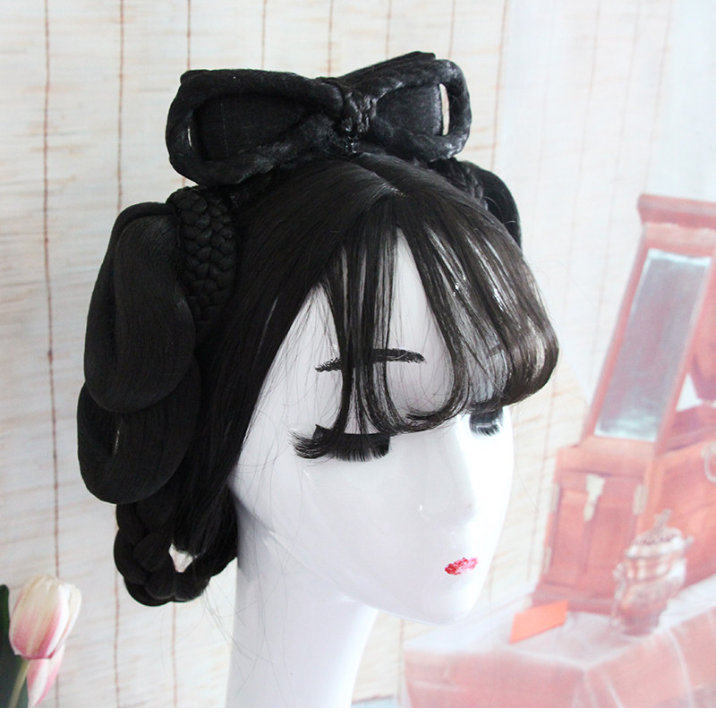 古风汉服古装COS假发女古代百搭发型造型整顶少女汉服黑长直假发