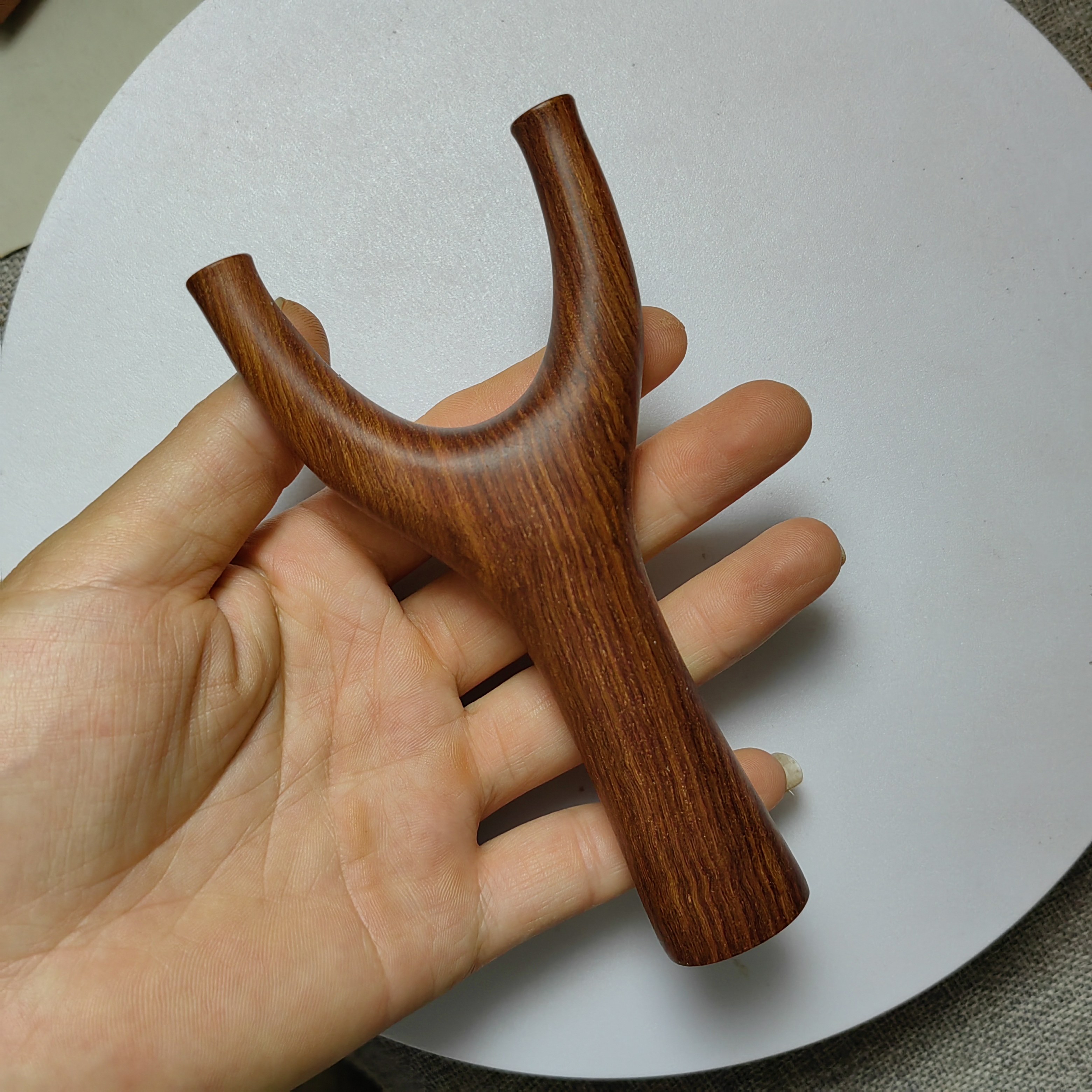 红檀木弹弓纯手工制作飞虎直把扁皮筋专用传统怀旧玩具