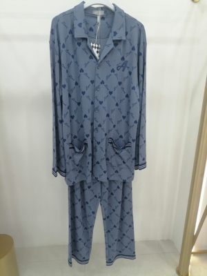 亲亲吾衣秋冬男款纯棉磨毛翻领开衫长袖家居服睡衣525097