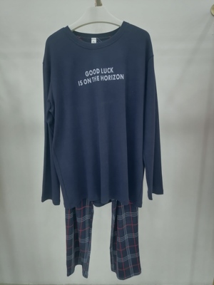 佐雅春秋冬男款纯棉厚款圆领套头长袖家居服睡衣526341