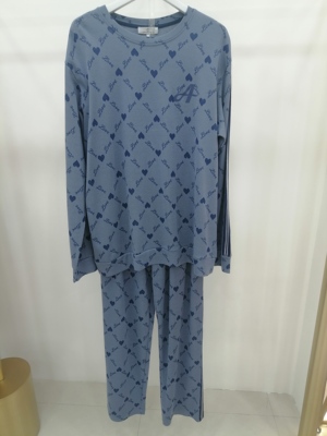 亲亲吾衣秋冬男款纯棉磨毛圆领套头长袖家居服睡衣526376