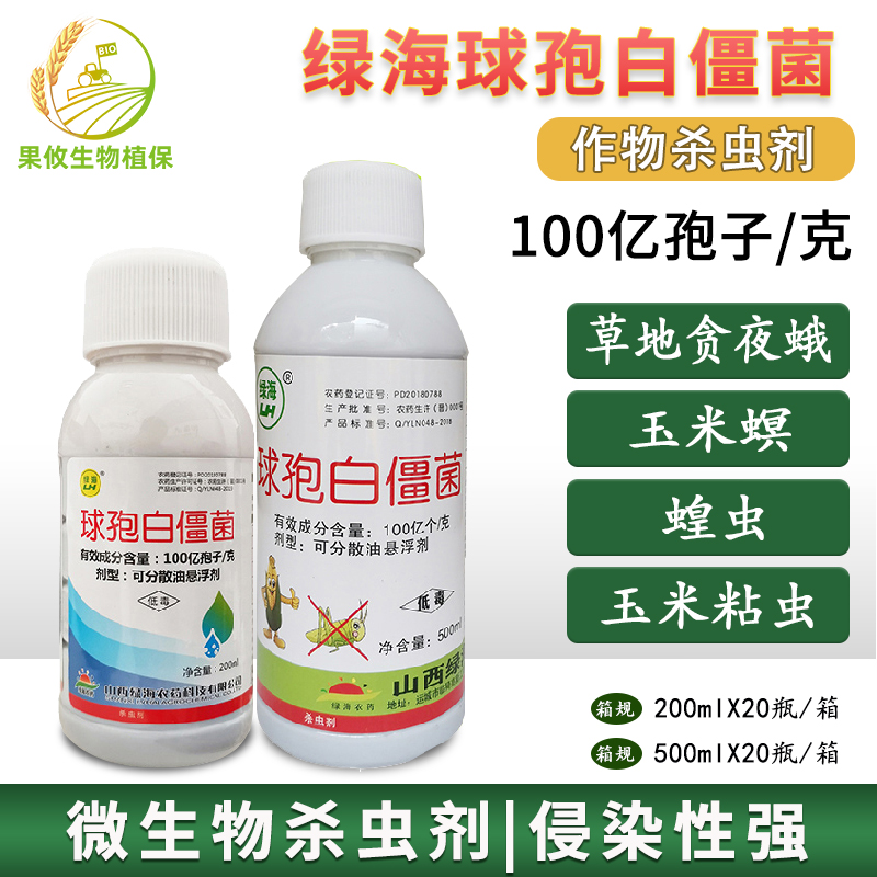 绿海 球孢白僵菌100亿孢子悬浮剂 草地贪夜蛾玉米螟蛴螬害虫杀虫