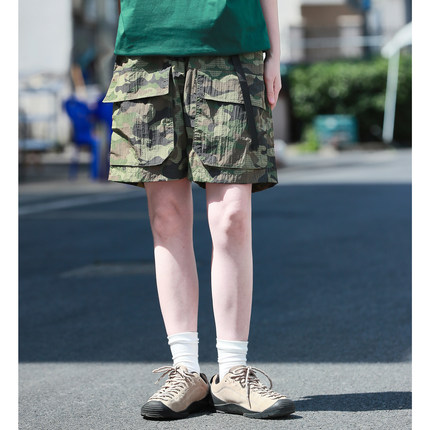 美式复古工装彩多口袋短裤男女宽松休闲五分裤夏季薄款学生潮牌bf