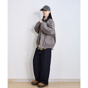 春秋设计感美式复古翻领撞色夹克男女情侣宽松工装外套休闲百搭潮