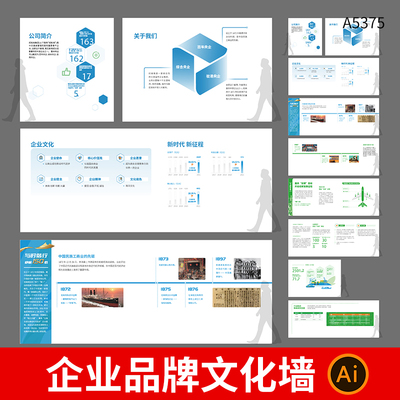 企业文化墙公司企业简介品牌背景墙形象墙展板ai设计素材模板