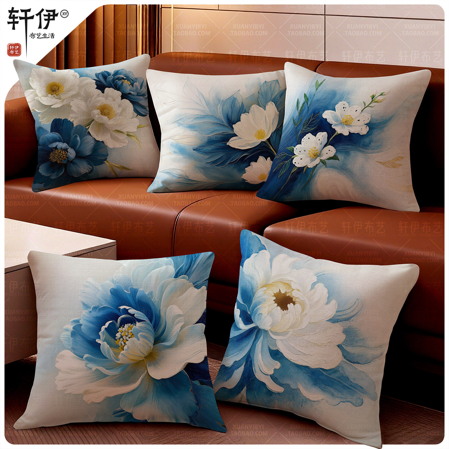 简约花朵沙发新年抱枕靠垫抽象美式轻奢高级感床头靠枕定制可拆洗