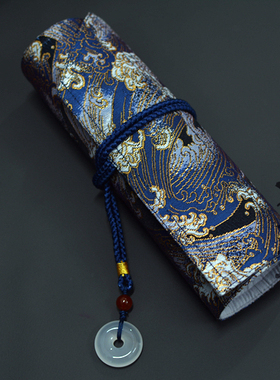 知秋家™ 一叶知秋 钢笔 笔帘 蓝涛紫涛 手作 收纳 西阵织