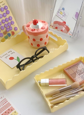 马卡龙色系亚克力托盘家居装饰玄关摆件可爱钥匙底托高级拍摄道具