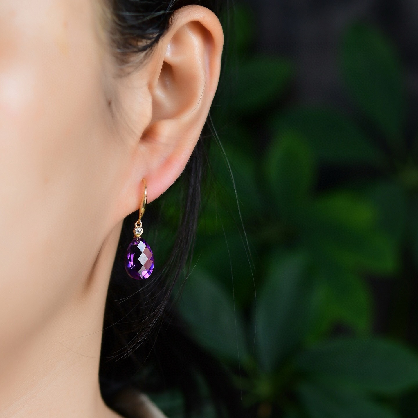 宝石级天然紫水晶耳环耳钉纯银女小众设计高级感紫色流苏耳饰耳坠