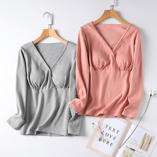 哺乳上衣冬款 大肚子月子服产后纯棉加厚 喂奶冬天孕妇睡衣女秋冬季