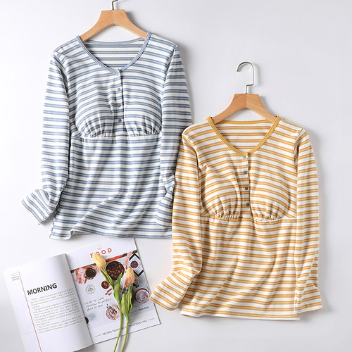 单件11月份产后子服喂奶纯棉秋衣