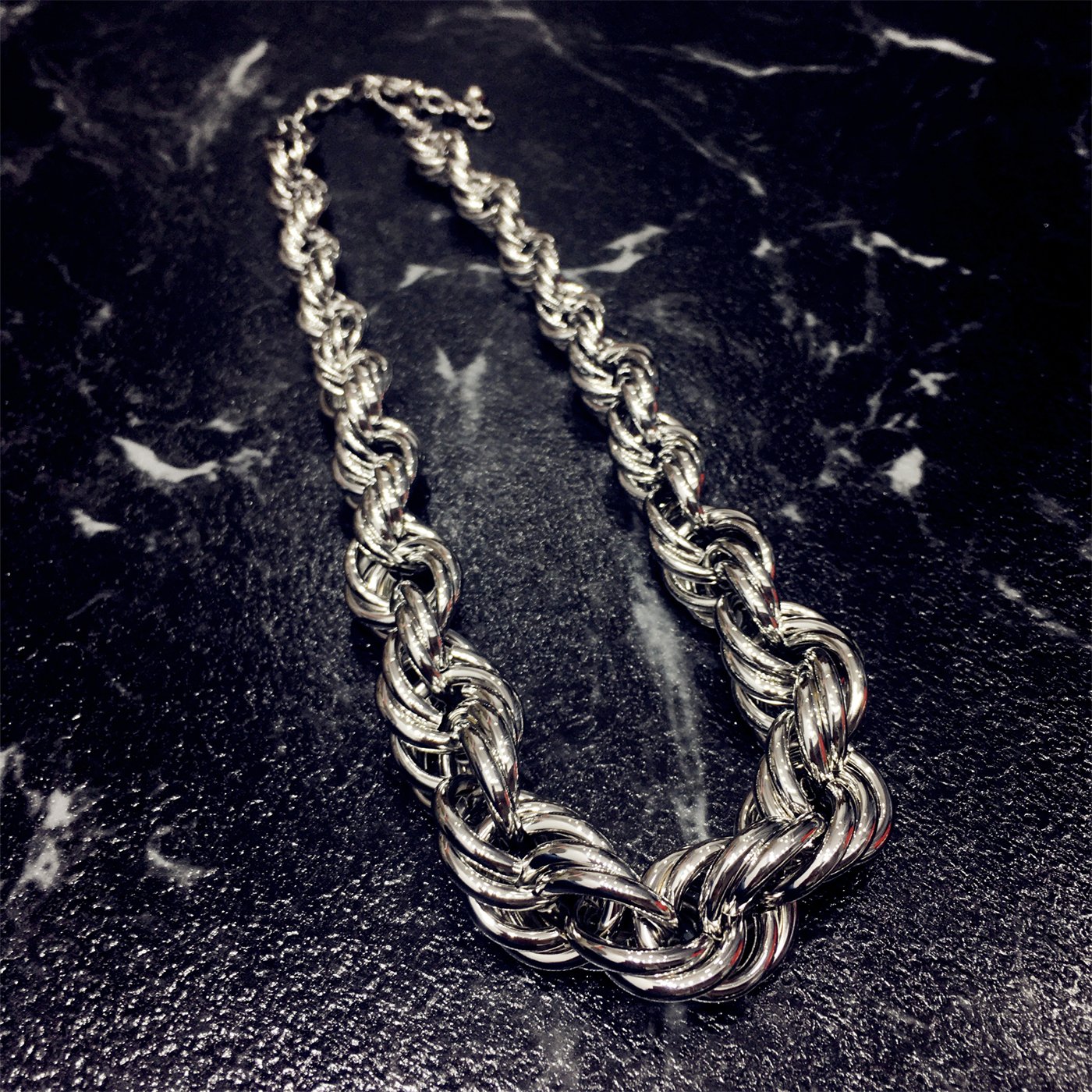 欧洲站时尚个性夸张金属素款金属PC编织麻花项链锁骨链颈链饰品新