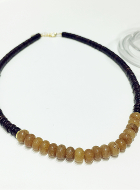 高级感简约气质新中式撞色天然石料不规则纹理串珠项链锁骨链饰品