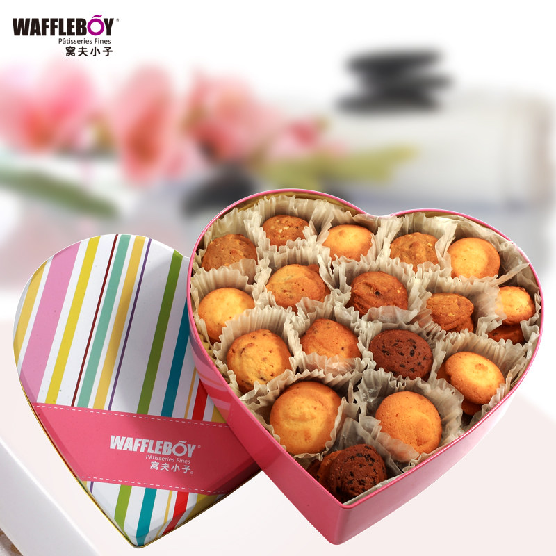 窝夫小子法式曲奇饼干心形礼盒包装办公室下午茶零食600g/盒